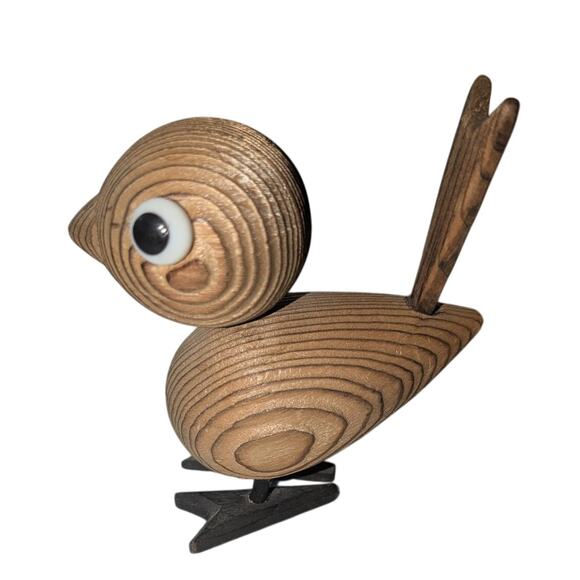 Vintage 1960's MCM Cryptomeria Japanese Cedar Wood Hand Carved Bird 2.75 inch - Picture 2 of 5